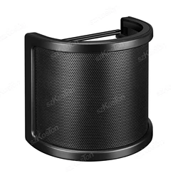 Premium Condenser Microphone Pop Filter with Metal Mesh Foam Windscreen Cover Shield (Black)