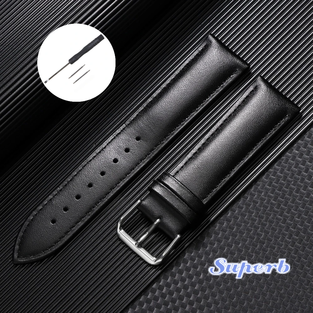 Premium Calfskin Leather Watchband - Soft Material Replacement Wrist Strap