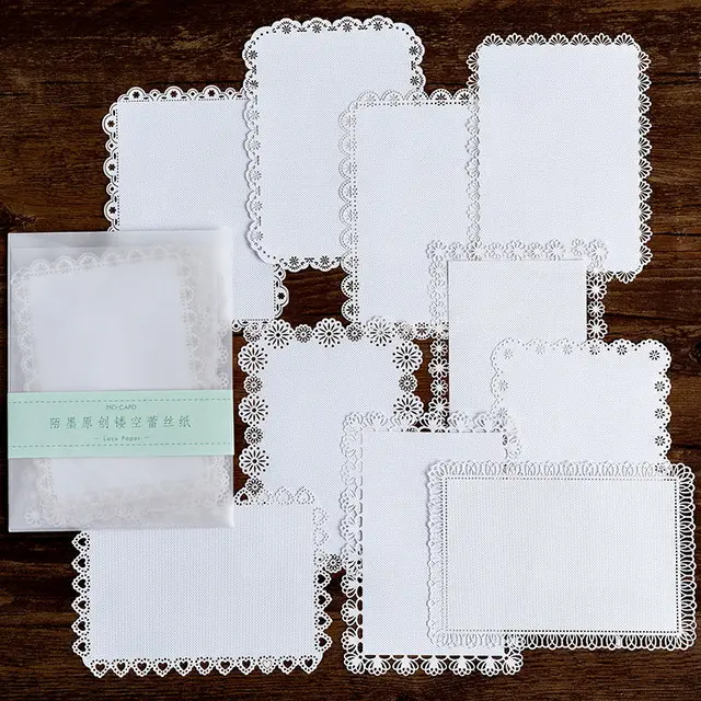 Mr.paper 8 Designs 10Pcs/lot White Lace Paper Loose Leaf Homemade White Lace Memo Pads 6