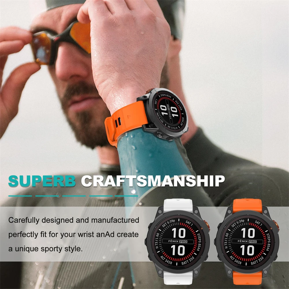 Silicone QuickFit Release Watch Band - Soft Strap Bracelet, 22mm and 26mm