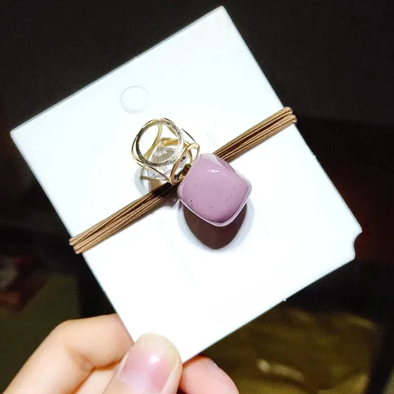 Fashion Candy Color Elastic Hair Bands Rims Women's Hair Ring Hollow Drill Ties Vintage Hair Bands Unique Rings Accessories