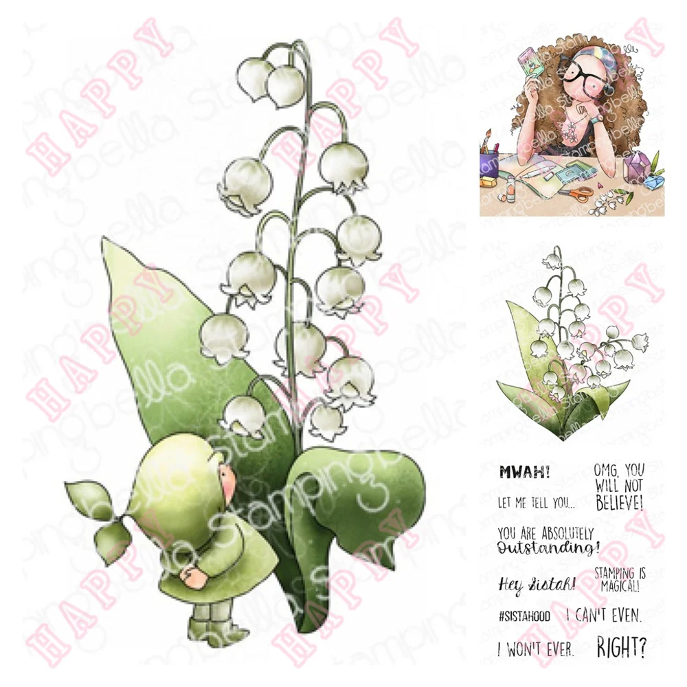 

Metal Cutting Dies Stamps Uptown Girl Lily Of The Valley Sentiment DIY Scrapbook Diary Decoration Paper Craft Embossing Template