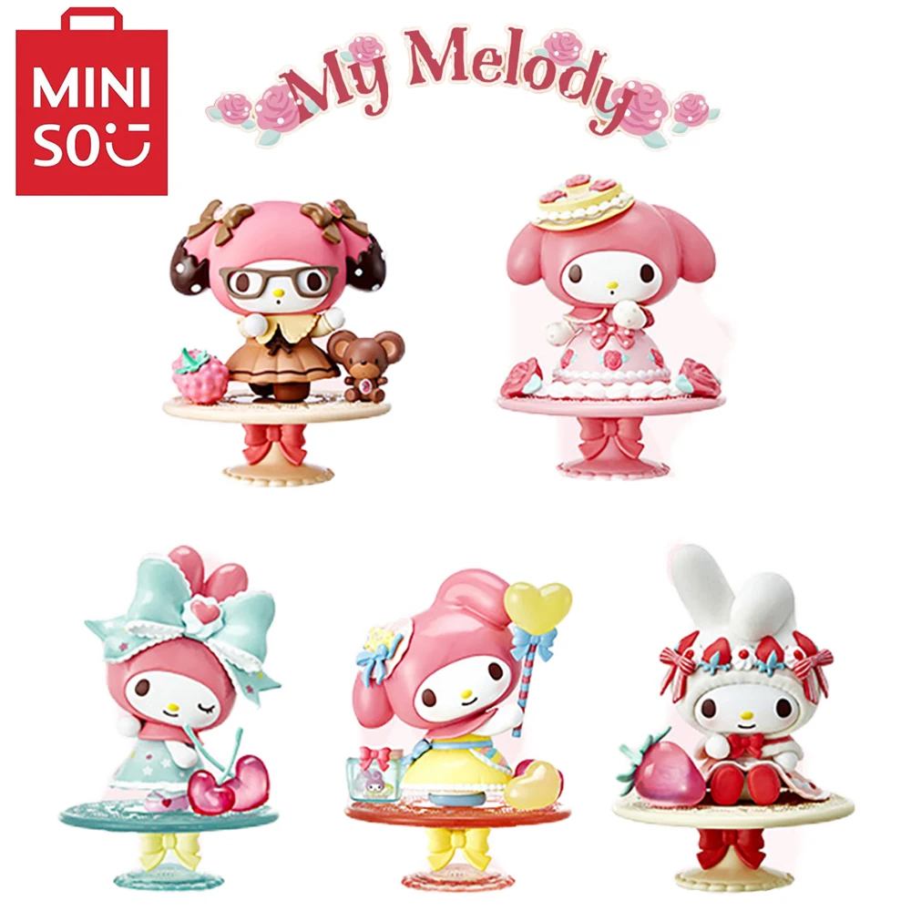 

Stocked Oiginal Miniso Kawaii Sanrio My Melody Afternoon Tea Series Cute Gifts for Girls Students Model Toys Table Decoration