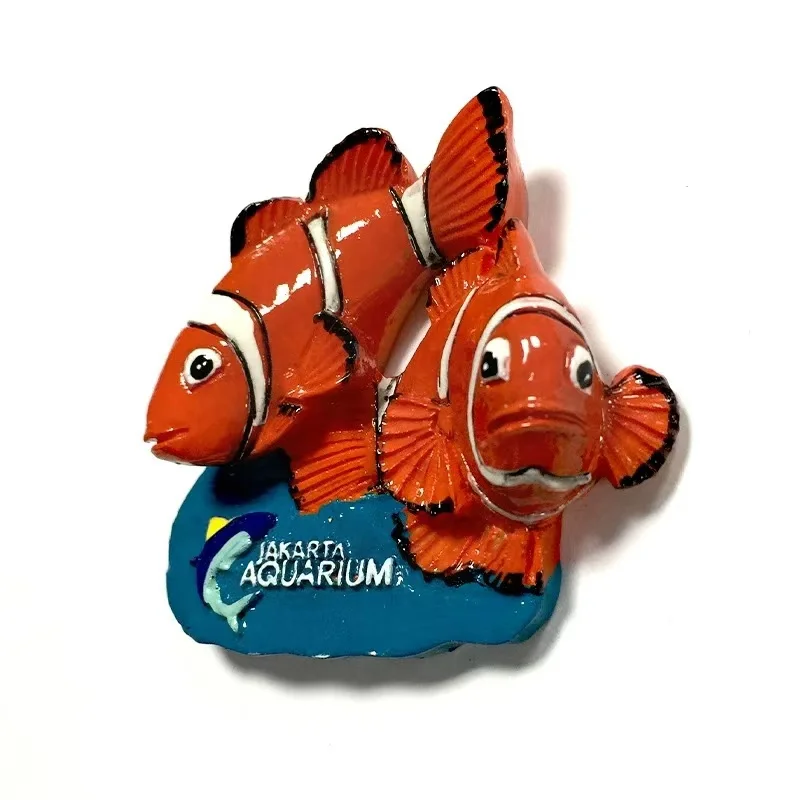 Jakarta Aquarium Indonesia 3D Clownfish Refrigerator with Magnet Tourist Painting Commemorative Decoration