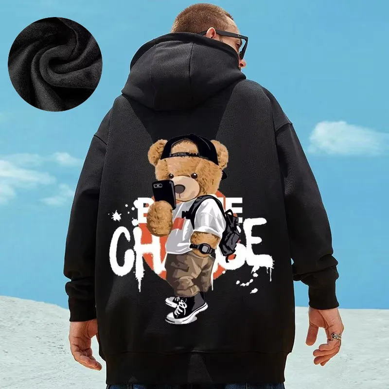 Hooded Sweater Men's Trendy Brand Large Size M-8XL Men's Autumn And Winter Style Plush And Thick Fat Hip-hop Pullover Jacket