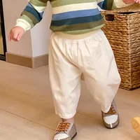 Solid Boy Kids Fashion Trousers Toddler Cotton Clothes Summer Spring Baby  Pocket Ankle Length Loose Girl Children Casual Pants 2