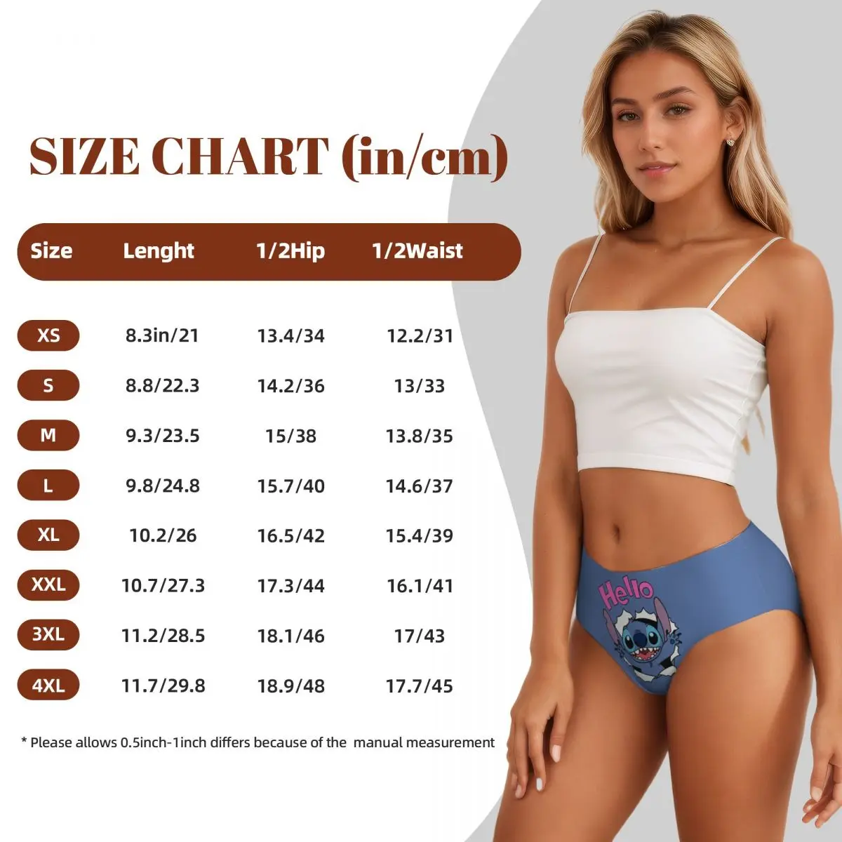 Kawaii Stitch Cartoon Women Underwear Brief Full Coverage No Show Hello Stitch Ladies Panties 6