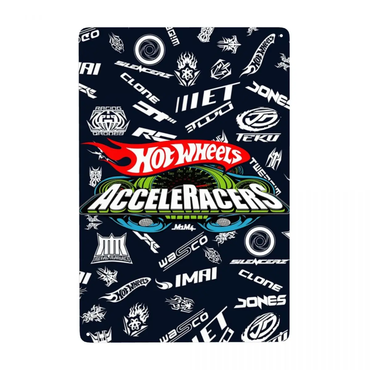 Retro Acceleracers Logos Hot Wheels Metal Sign Custom Cartoon Sport Car Targhe Di Latta Pub Wall Decor Decorazioni Art