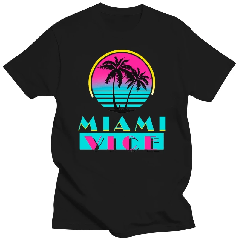 Miami Vice Tv Series Tv Show Beach Logo T-Shirt Nera Da Uomo Taglia S - 3Xl Fashion Classic Style Tee Shirt