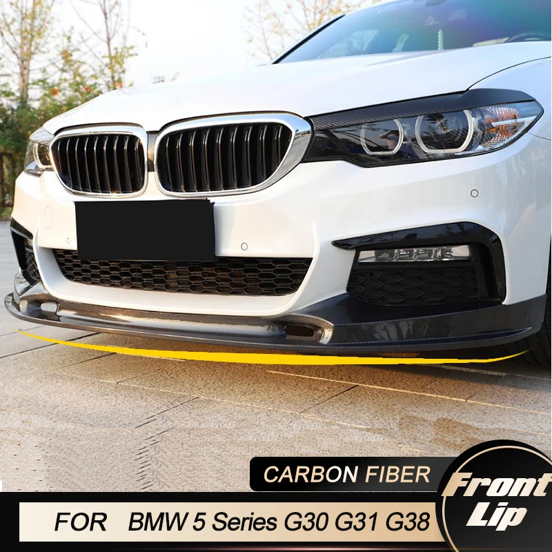 

Автомобильный передний бампер, спойлер для BMW 5 серии G30 G31 G38 M-Sport 540i 2017-2020, передняя губа, фартук для подбородка, комплект кузова из углеродного волокна
