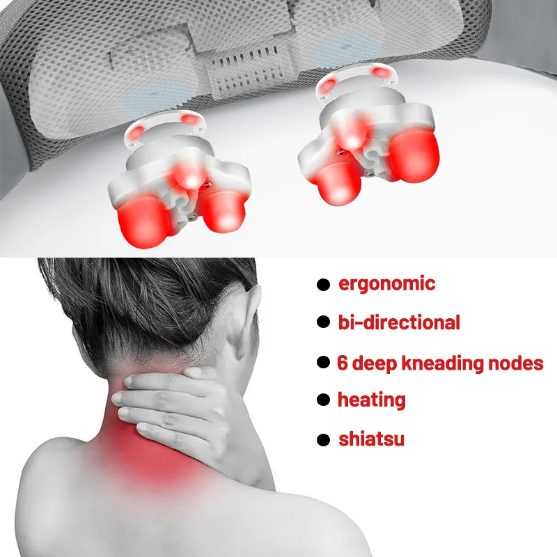 Neck Massager,Deep Tissue 3D Shiatsu Kneading Neck and Back Massager,Updated  Version Portable Neck Massager with Heat,Shoulder Massager Pillow for  Home/Office/Car Ultralight 1.7lbs Only,Best Gift 