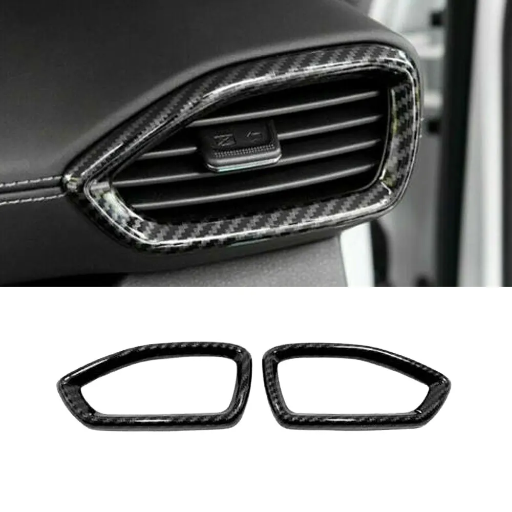 1Pc Abs Car Front Side Air Outlet Vent Cover Trim Per Hyundai Santa Fe 2019-2021 Fibra Di Carbonio Nero
