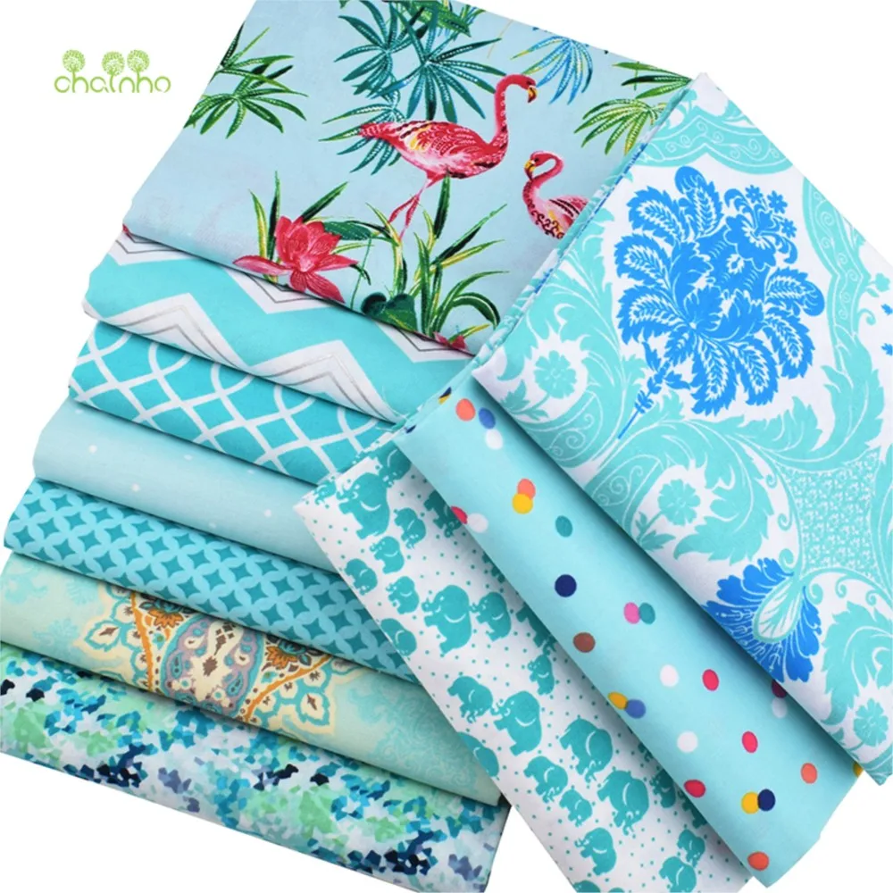 Chainho,Printed Plain Cotton Fabric,Patchwork Cloth,DIY Quilting Sewing Material,10 Bronzing Series Textile,20x25cm/Piece,15CD16