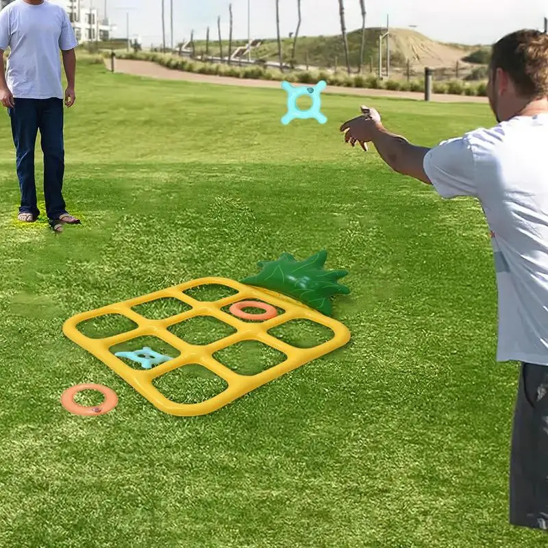 Inflatable Pool Toss Game Inflatable Toys Board Games Pineapple-Shaped Toss Game For Party & Pool Floating Toss Set gift
