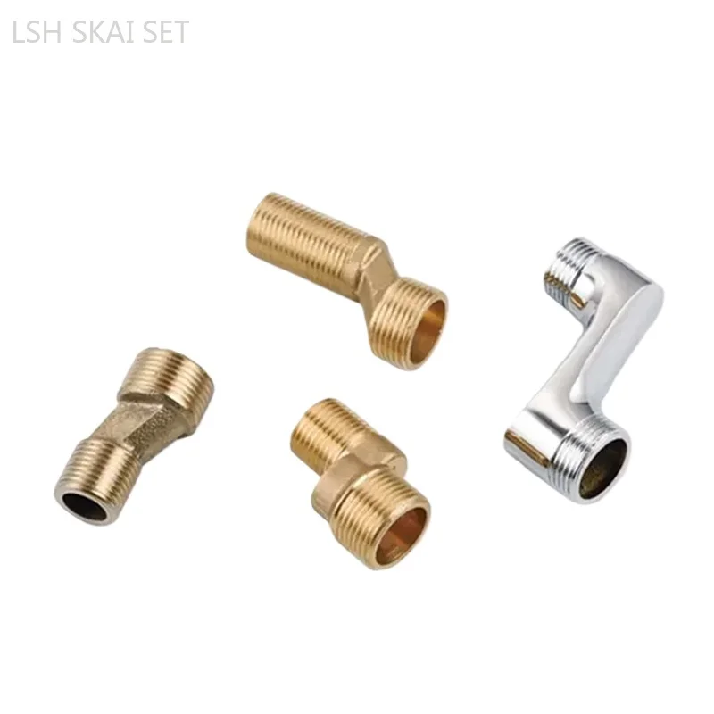 2Pcs Solid Brass Wall Mounted Replacement Angle Valve Shower Faucet Curved Foot Adjustable Adapter Kitchen Bathroom Accessories