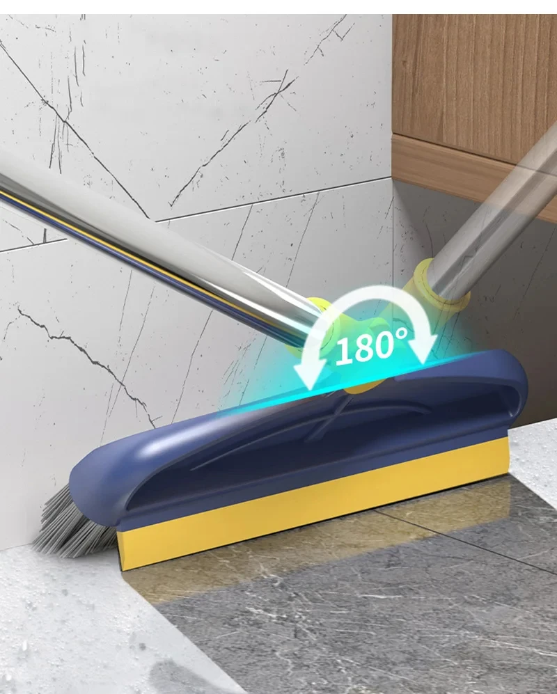 Description Picture 3 of item2-In-1 Floor Cleaning Brush with Scraper Long Handle Hard Bristle Corner Gap Brush for Bathroom Kitchen Household Cleaning Tools
