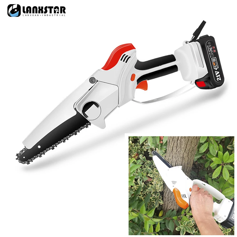 6 Inch Handheld Electric Saw Portable Mini Pruning Chainsaw Branches Trimming Saw Garden Woodworking Cutting Tools 21V