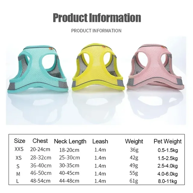 Adjustable Pet Chest Rope Harness – Breathable Safety Vest for Small Dogs & Cats 6