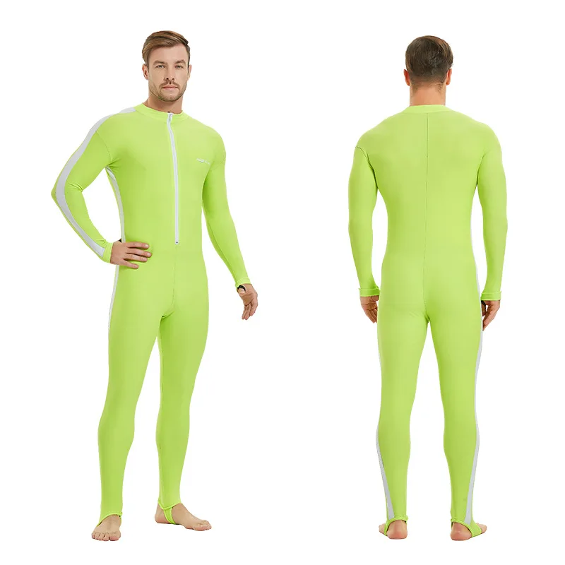 Men UPF 50+ Lycra Long Sleeve Sunscreen WaterProof Surfing Diving Suit One Piece Quick-Drying Beach Rash Guard Bathing SwimWear