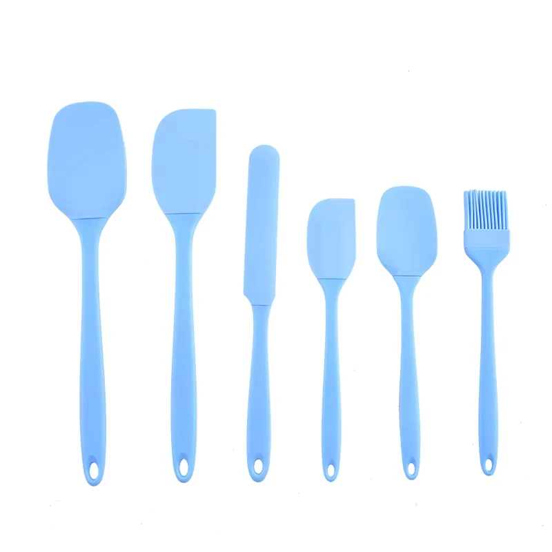 Premium Silicone Kitchenware Set - 6-Piece Baking and Cooking Tools with Cream Scraper, Spatula, Oil Brush, and Size Scraper