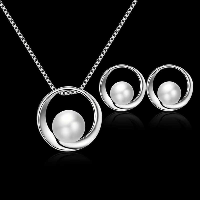 Set Di Gioielli In Argento 925 Con Perle: Collana E Orecchini, Design Elegante E Due Modi Di Indossare - 5