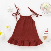 Robe d'été respirante en coton pour filles de 1 à 5 ans, jupe ajustable, couleur unie, vêtements de plage, 03/Casual 3