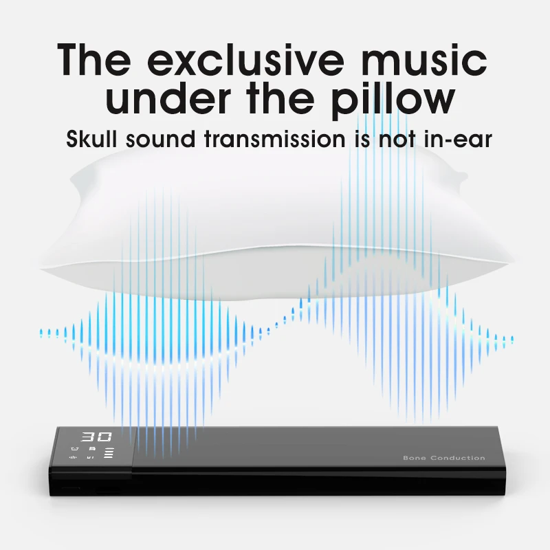 Under Pillow Bone Conduction Bluetooth Speaker 36 White Noise Sleep Aid Music Box LED Display TF Card MP3 Player Timed Shutdown