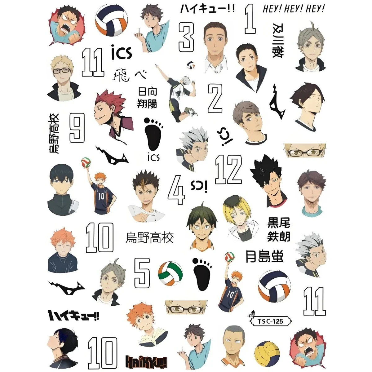 TSC-116 Anime 3d nail art sticker stamp decal nail slider decor Haikyuu!! Hinata Shoyo Tobio Kageyama