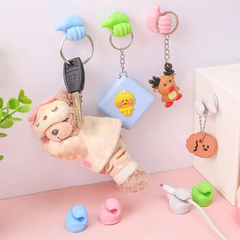 Self-Adhesive Wall Hooks Thumb Cable Organizer Clips Key Hook