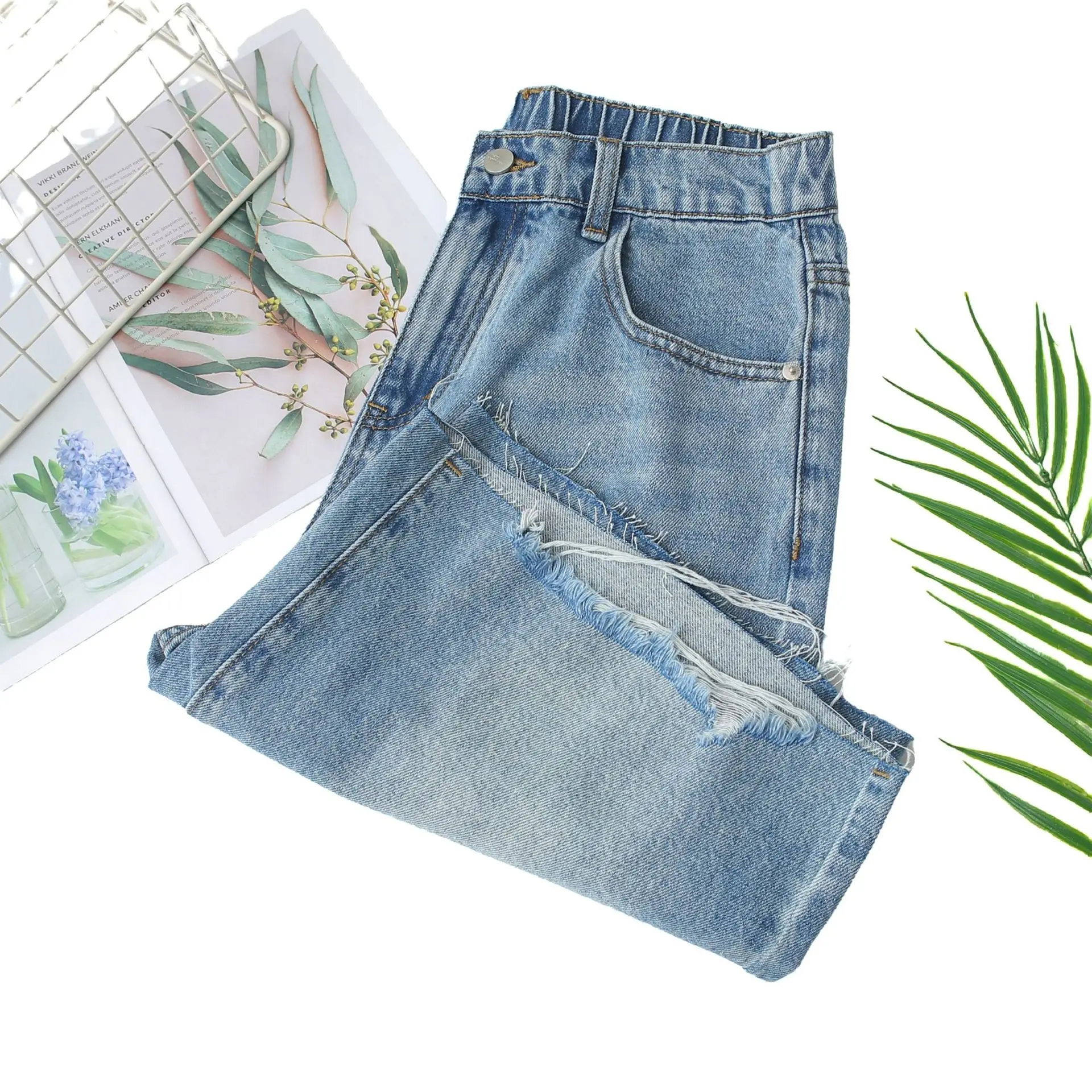 100KG Summer Jeans New Fashion Premium Denim mid-length Shorts Plus Size Women's Boyfriend Hot Pants 9366