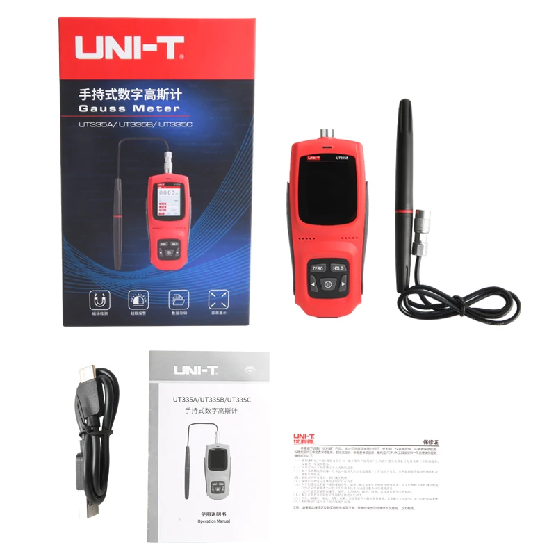 UNI-T UT335A UT335B UT335C Handheld Digital Gauss Meter 0-3000mT Automatic Manual Zeroing For Magnetic Field Detection digital tesla meter