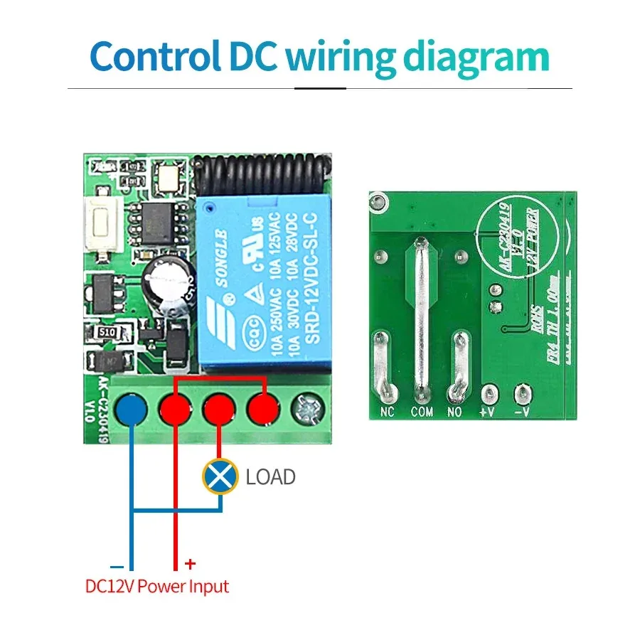 Kebidu 433Mhz 원격 제어 무선 스위치 DC 12V 1CH RF 10A 릴레이 수신기 및 2CH 송신기 도어 전자기 잠금 장치용