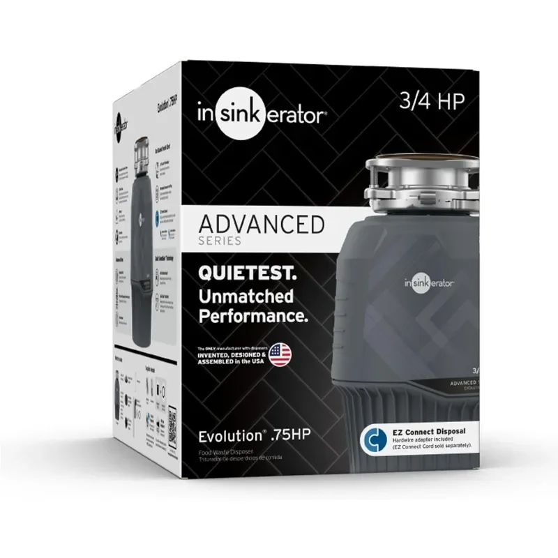 InSinkErator EVOLUTION 0.75HP 3/4 HP, Advanced Series EZ Connect Continuous Feed Food Waste Garbage Disposal, Gray 4