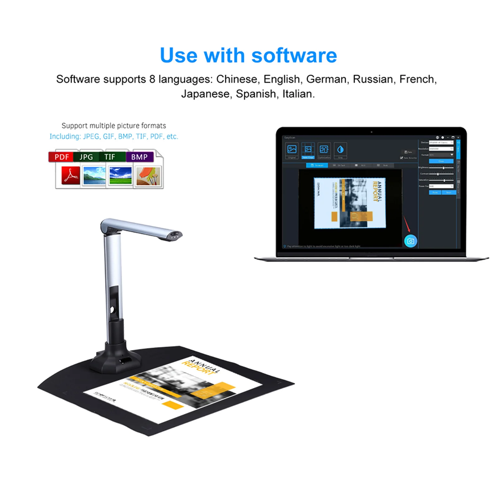 Max.A3 Portable Adjustable High Speed USB Book Image Document Camera Scanner HD 10 Mega-pixels for Classroom Office Library Bank