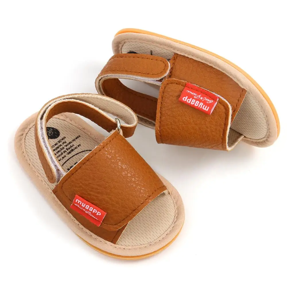 Baby shoes classic leather non-slip soft rubber bottom sandals for boys girls