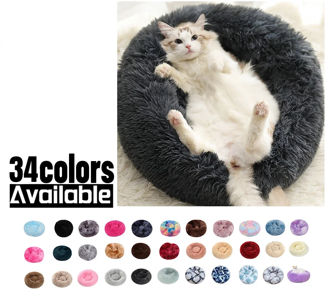 

Sweet Cat Bed Warm Pet Basket Cozy Kitten Lounger Cushion Cat House Tent Very Soft Small Dog Mat Nest for Donut Round Cats Beds