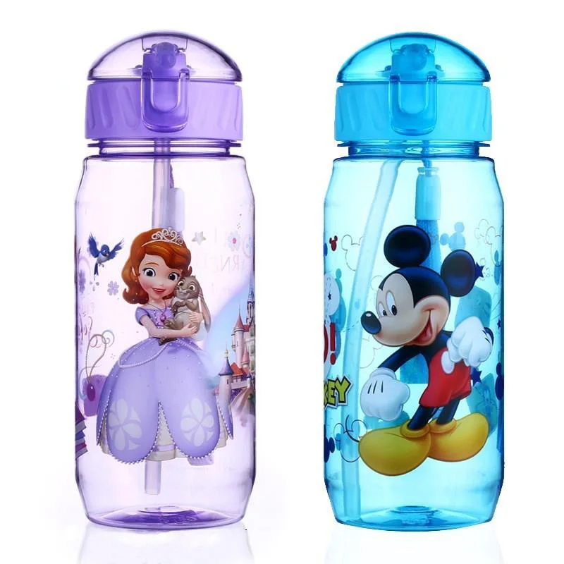 Disney Minnie Mickey Feeding Cup with straw Cartoon snow White Sports water Bottle