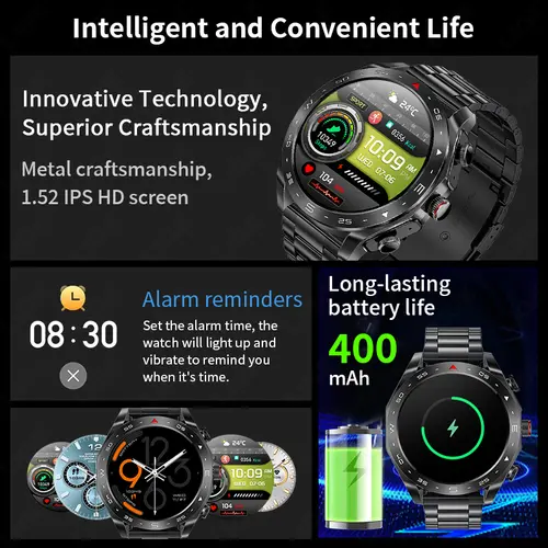 LIGE Smartwatch With Earbuds Bluetooth Headset Speaker Tracker Music Sport Health Track Waterproof AMOLED Screen Men Smart Watch - Image 2