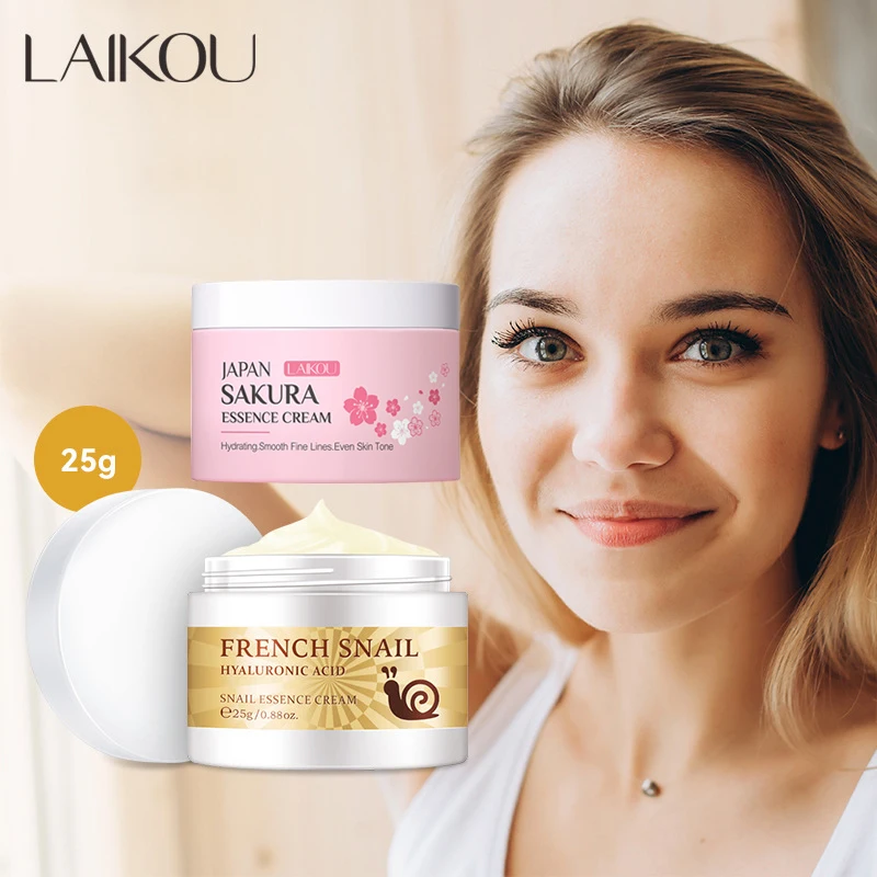 LAIKOU Sakura Snail Face Cream Hyaluronic Acid Hydrate Facial Day Cream Collagen Moisturizer Nourish Korea Nourish Skin Care anskin modeling mask powder 240g hot diy spa collagen hyaluronic acid soft face anti aging care korea cosmetics