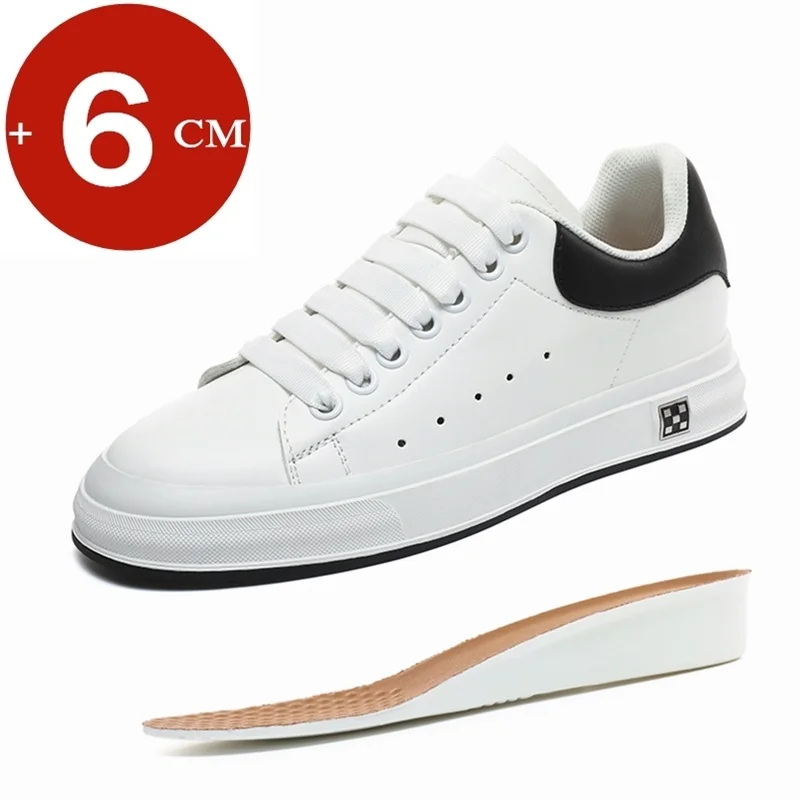 

Casual Lift Sneakers Men Elevator Shoes Height Increase Insole 6cm White Black Taller Shoes Men Fashion Sports Plus Size 37-46