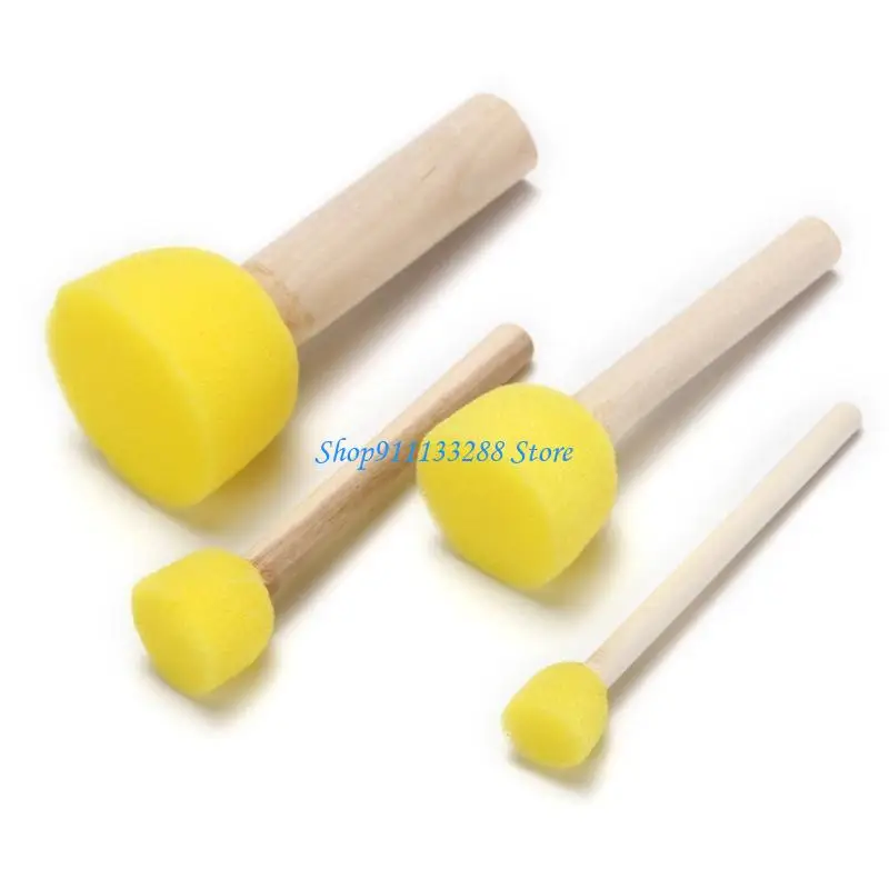 G88D 5pcs 스폰지 폼 브러쉬 세트 나무 손잡이 스탬프 그림 도구 DIY 공예 어린이 초보자 미술 용품
