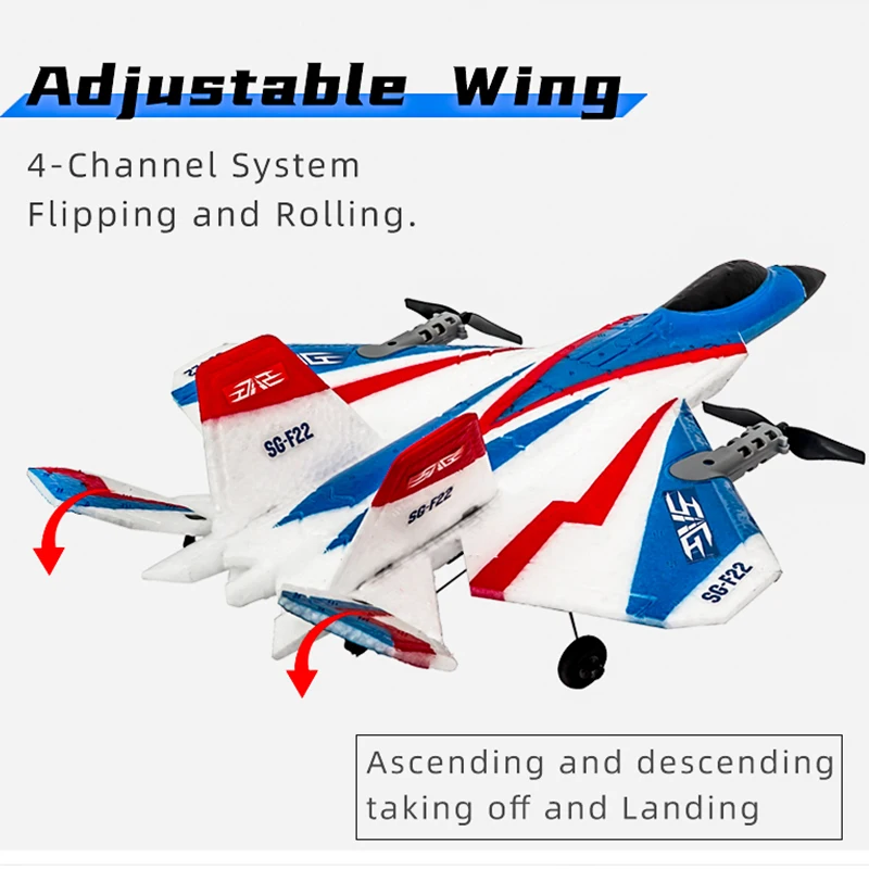 F22 RC Schaumstoffflugzeug, 4 Kanäle, 6G, automatische Stabilisierung mit 4K-Kamera, Stunt-Fernsteuerung, Flugzeugspielzeug für_voghion.com