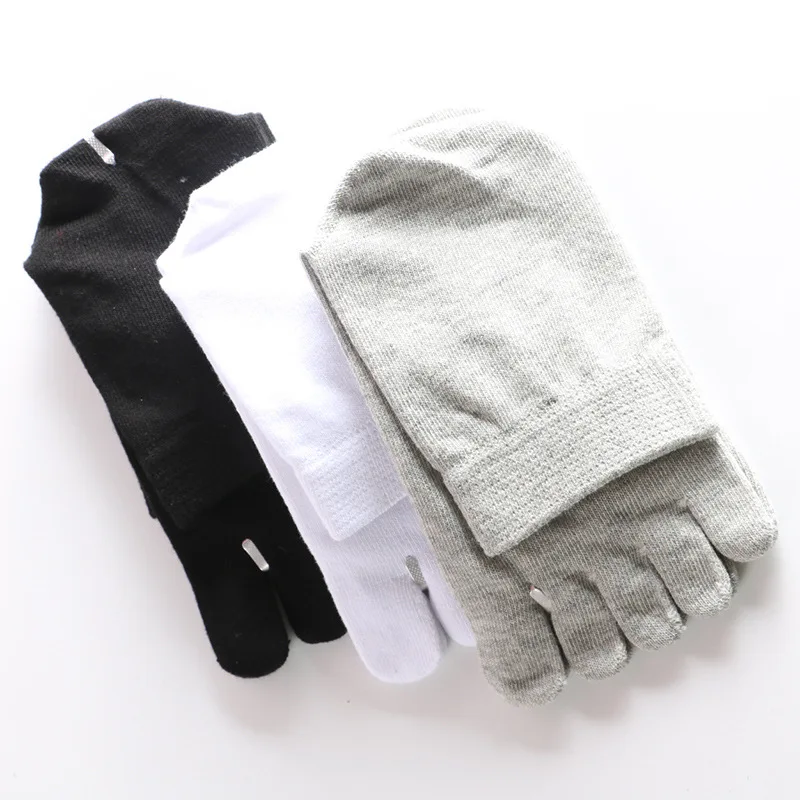 5 Pairs Five Finger Socks Men's Pure Cotton Four Seasons Mid length Short tube Solid Color Business Men's Socks Split Toe Socks
