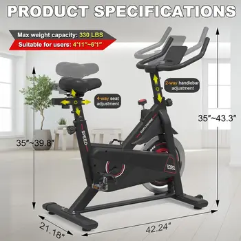 Exercise Bikes Stationary,Exercise Bike for Home Indoor Cycling Bike for Home Cardio Gym,Workout Bike with Ipad Mount & LCD Moni 2