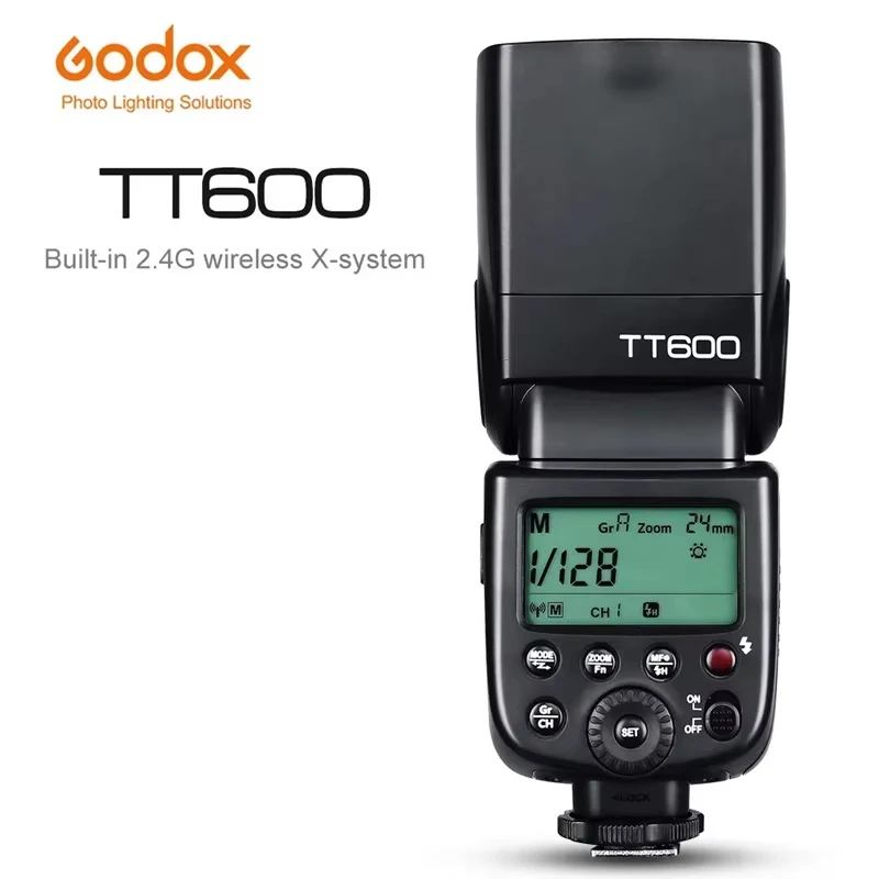 Godox TT600 2.4G Bezprzewodowy System X GN60 Master/Slave Lampa Błyskowa do Aparatów Canon Nikon Sony Pentax Olympus Fuji Lumix