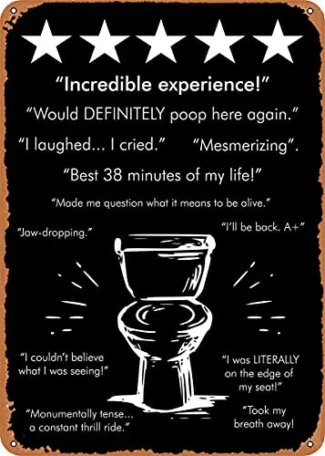 

Incredible Toilet Black Vintage Look Metal Sign Patent Art Prints Retro Gift 8x12 Inch