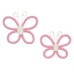 Set of 2 Hand - Woven Bohemian Butterfly Wall Decorations - Colorful Art for Nursery, Home, and Office Decor (2pcs pink)
