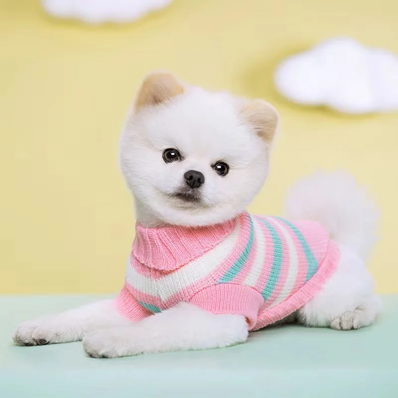 멀티 컬러 개 스웨터 스레드 니트 애완 동물 의류, 개 옷, 두 발 따뜻한 애완 동물 용품, 개 고양이 공주 의류, 신제품