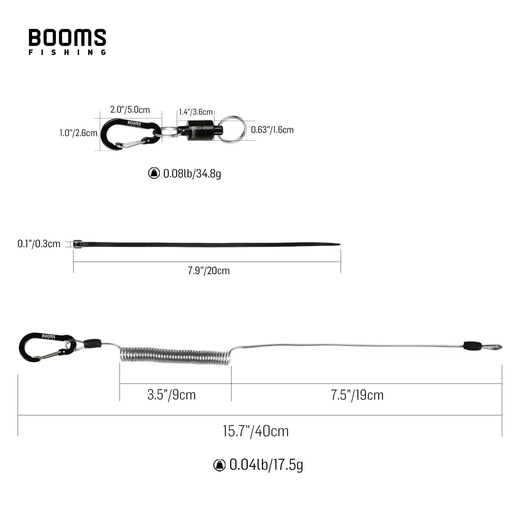 Booms Fishing MN2 Magnetic Release Clip with 1.5m Lanyard for Fishing Net  Pliers Holder Aluminum Alloy Fishing Tool Accessories