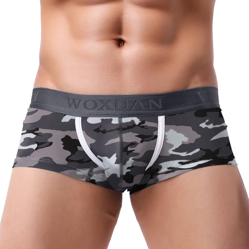 New Brand Male Panties Breathable Boxers Cotton Men Underwear U convex pouch Sexy Underpants Printed leaves Homewear Shorts
